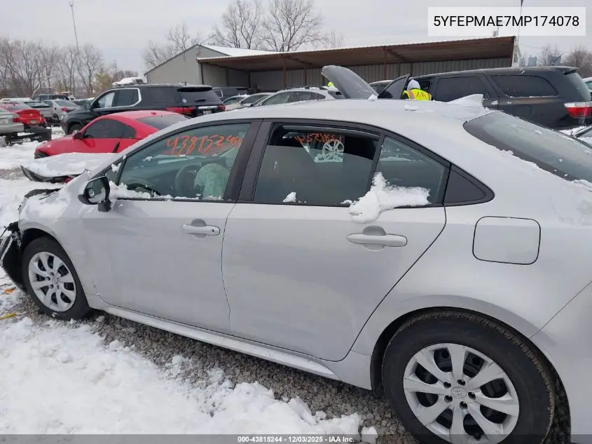 5YFEPMAE7MP174078 2021 Toyota Corolla Le
