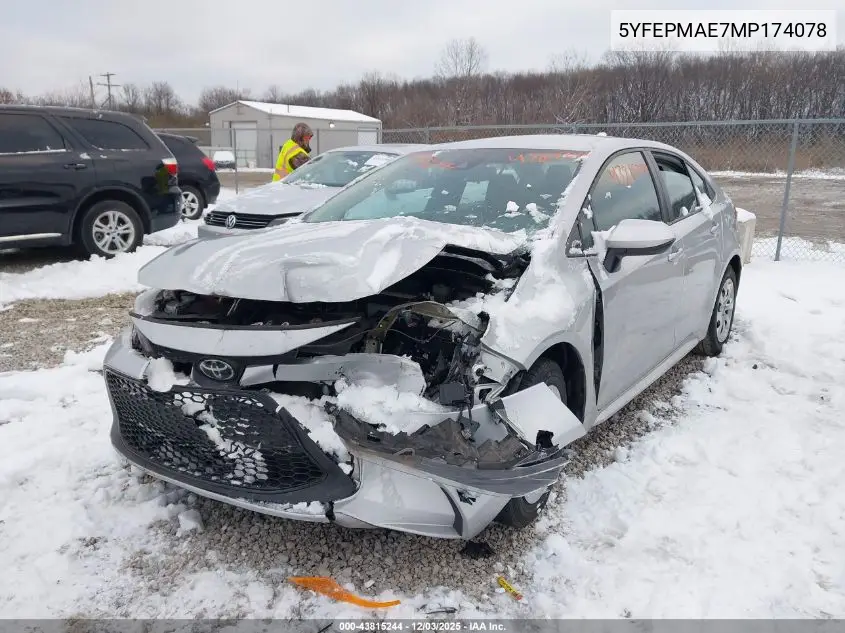 5YFEPMAE7MP174078 2021 Toyota Corolla Le