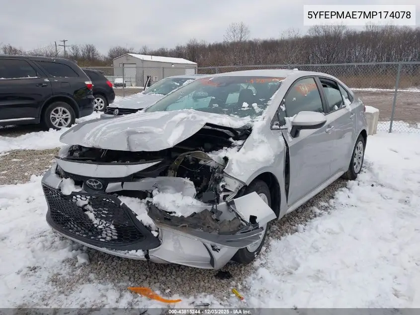 5YFEPMAE7MP174078 2021 Toyota Corolla Le