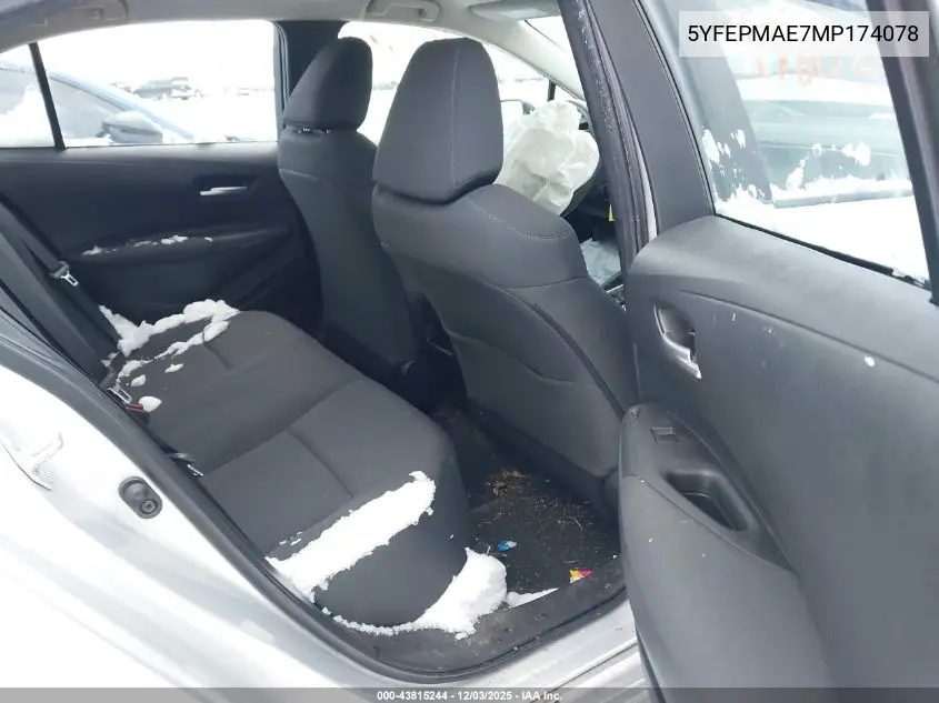 5YFEPMAE7MP174078 2021 Toyota Corolla Le