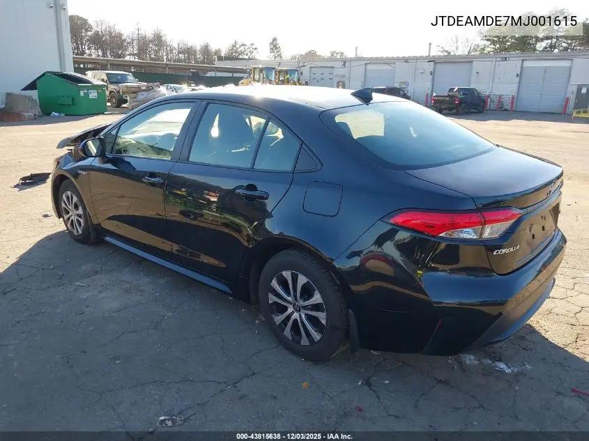 JTDEAMDE7MJ001615 2021 Toyota Corolla Hybrid Le