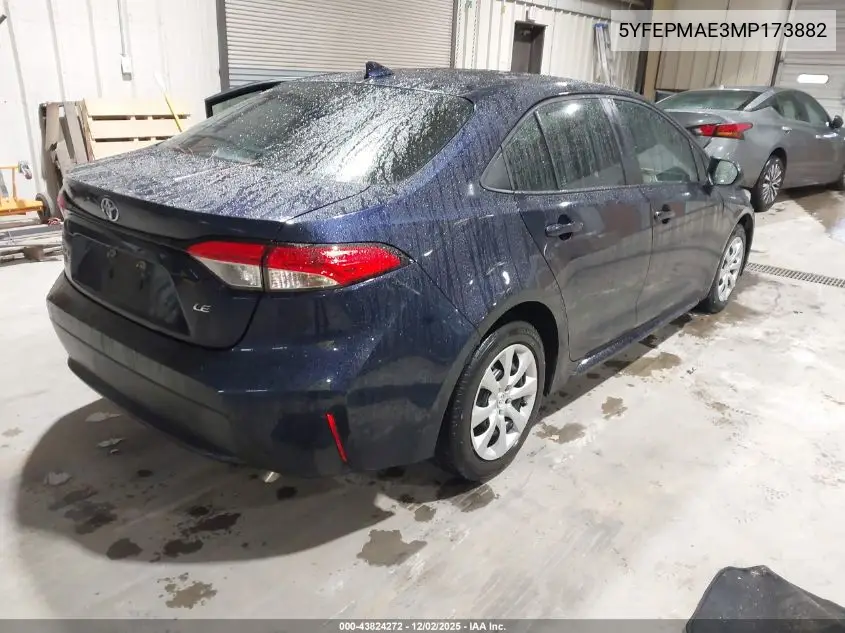 5YFEPMAE3MP173882 2021 Toyota Corolla Le