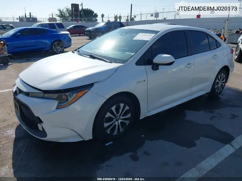 JTDEAMDE8MJ020173 2021 Toyota Corolla Hybrid Le