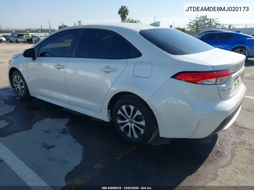 JTDEAMDE8MJ020173 2021 Toyota Corolla Hybrid Le