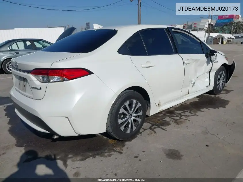 JTDEAMDE8MJ020173 2021 Toyota Corolla Hybrid Le