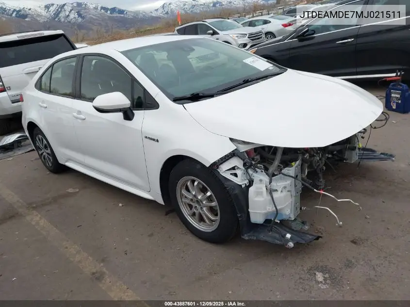 JTDEAMDE7MJ021511 2021 Toyota Corolla Hybrid Le