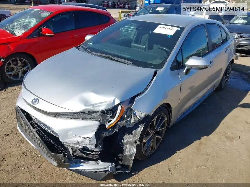 5YFS4MCE6MP094814 2021 Toyota Corolla Se