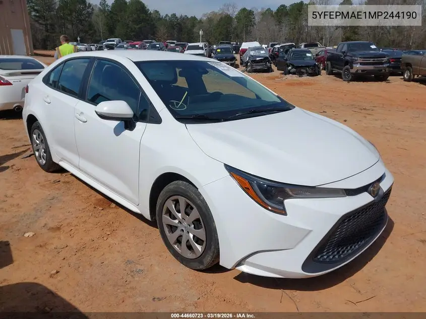 5YFEPMAE1MP244190 2021 Toyota Corolla Le