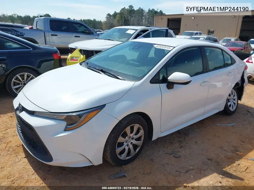 5YFEPMAE1MP244190 2021 Toyota Corolla Le