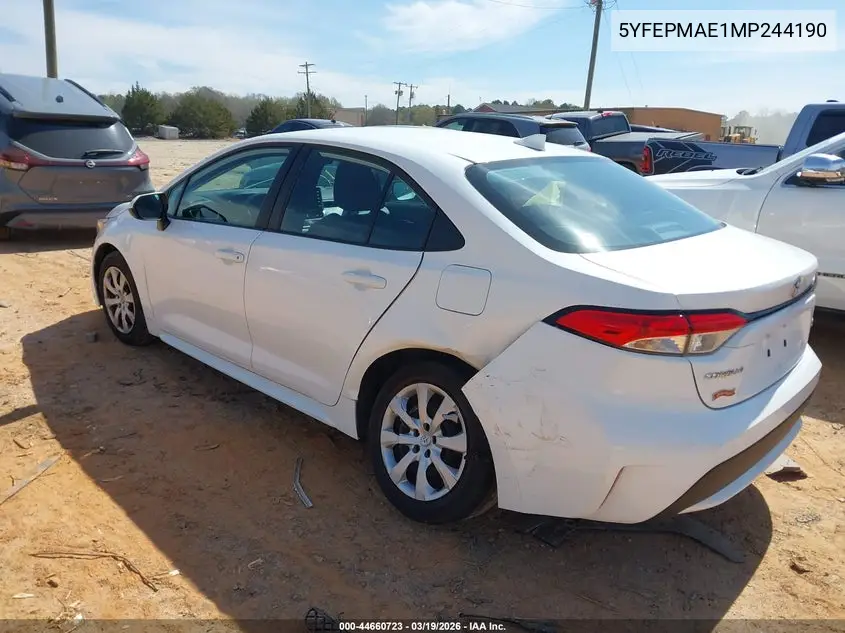 5YFEPMAE1MP244190 2021 Toyota Corolla Le