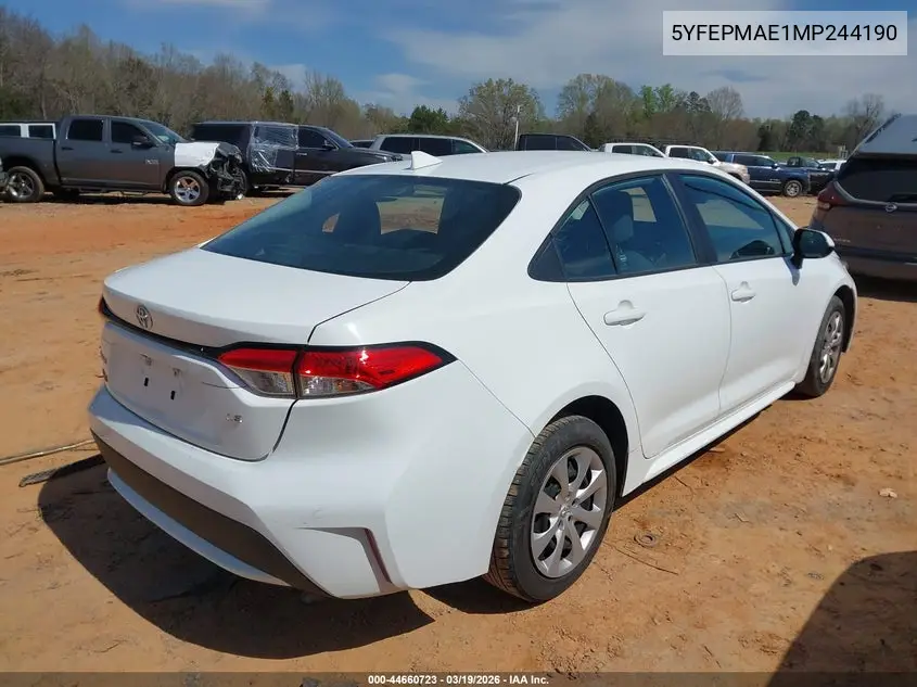 5YFEPMAE1MP244190 2021 Toyota Corolla Le