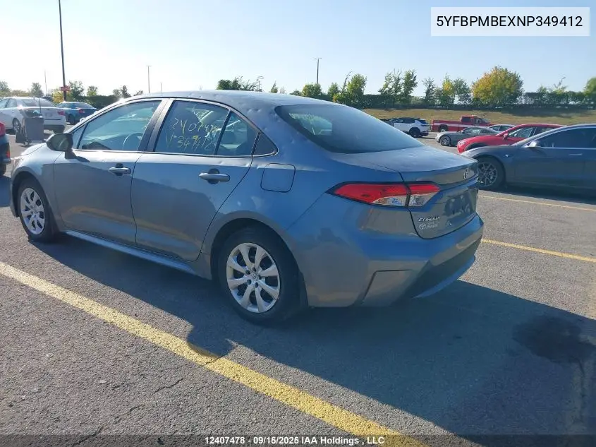 5YFBPMBEXNP349412 2022 Toyota Corolla Le