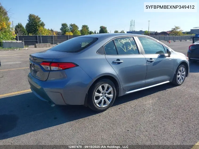 5YFBPMBEXNP349412 2022 Toyota Corolla Le