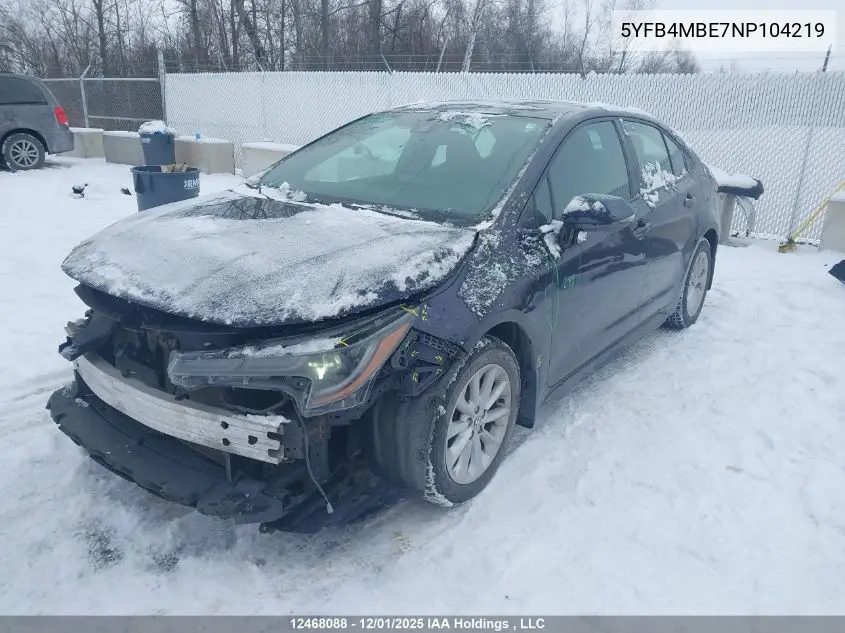 5YFB4MBE7NP104219 2022 Toyota Corolla Se