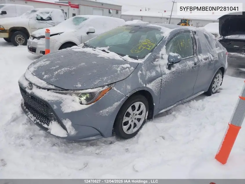 5YFBPMBE0NP281041 2022 Toyota Corolla Le/Xle