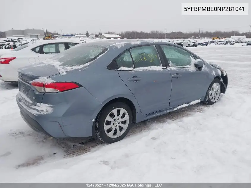 5YFBPMBE0NP281041 2022 Toyota Corolla Le/Xle