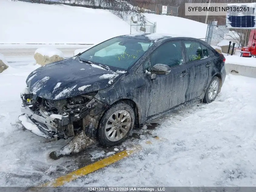 5YFB4MBE1NP136261 2022 Toyota Corolla Se