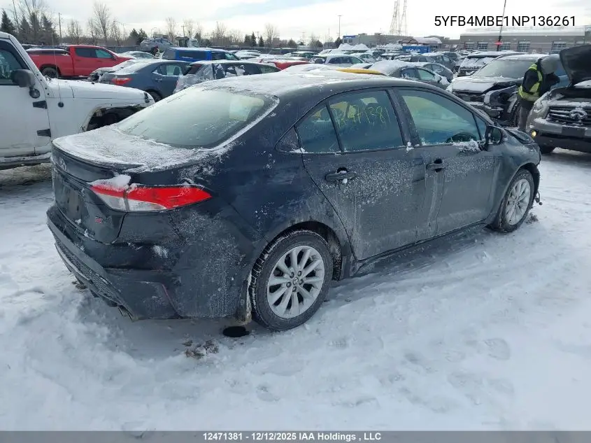 5YFB4MBE1NP136261 2022 Toyota Corolla Se