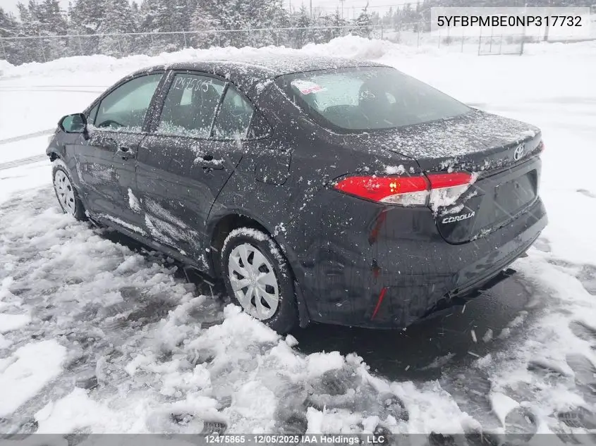 5YFBPMBE0NP317732 2022 Toyota Corolla L