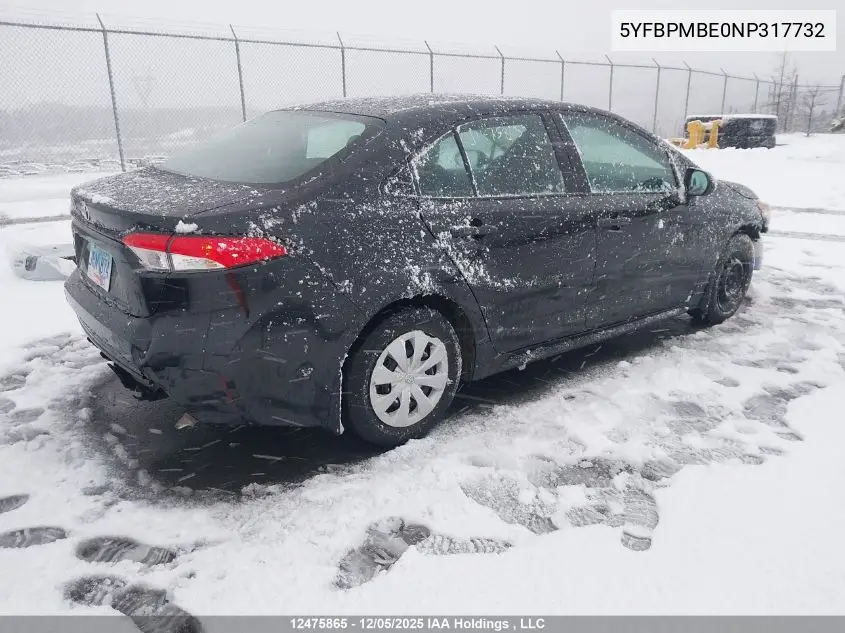 5YFBPMBE0NP317732 2022 Toyota Corolla L