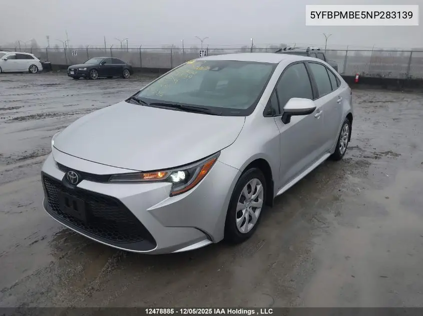 5YFBPMBE5NP283139 2022 Toyota Corolla Le/Xle
