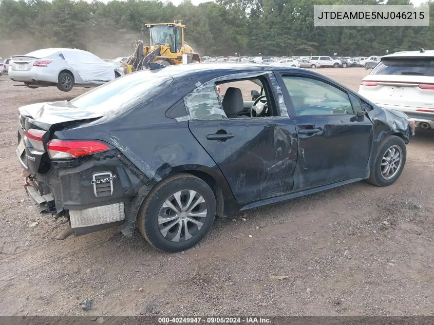 JTDEAMDE5NJ046215 2022 Toyota Corolla Hybrid Le