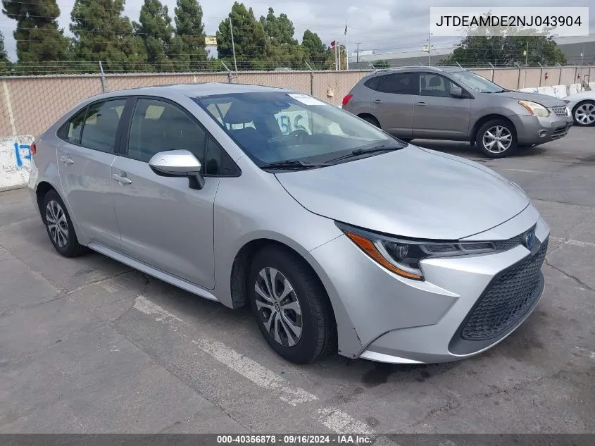 2022 Toyota Corolla Hybrid Le VIN: JTDEAMDE2NJ043904 Lot: 40356878