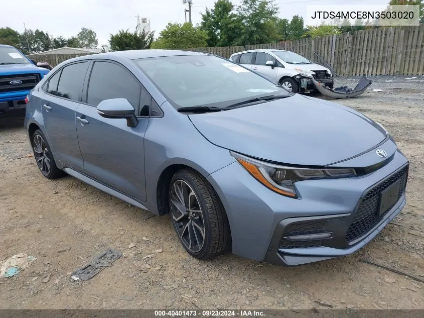 2022 Toyota Corolla Se VIN: JTDS4MCE8N3503020 Lot: 40401473