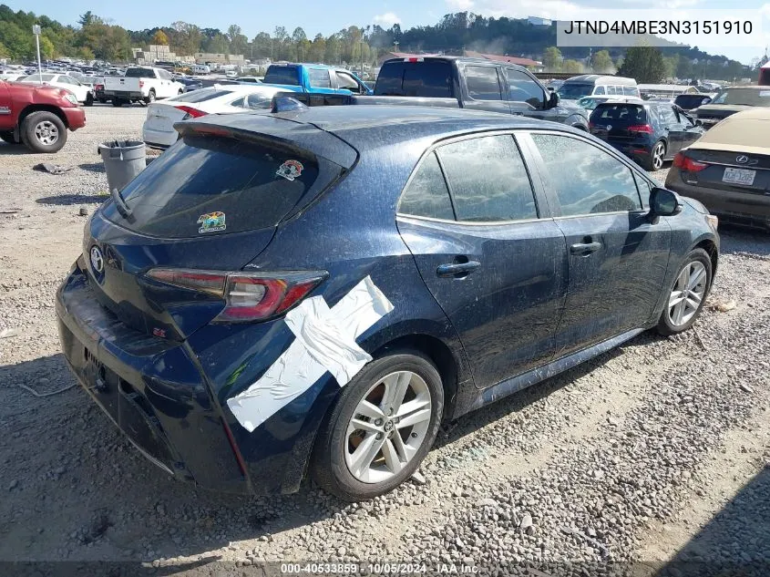 JTND4MBE3N3151910 2022 Toyota Corolla Se