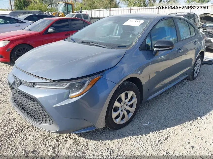 5YFEPMAE2NP322350 2022 Toyota Corolla Le