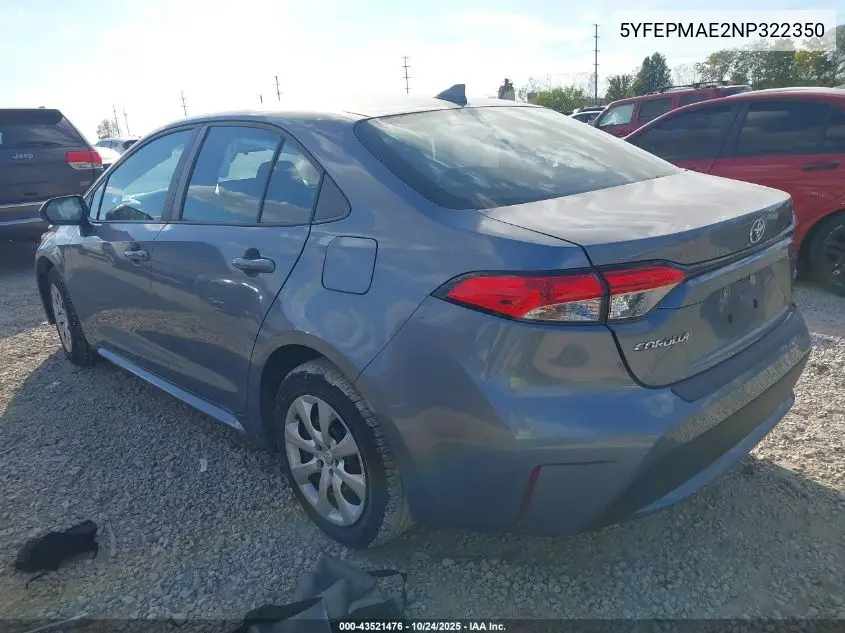 5YFEPMAE2NP322350 2022 Toyota Corolla Le