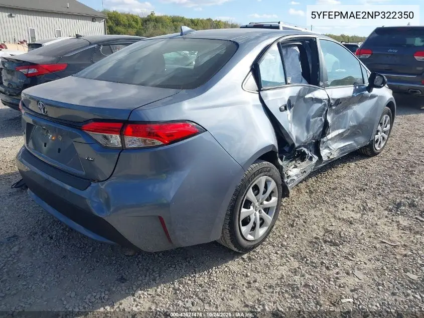 5YFEPMAE2NP322350 2022 Toyota Corolla Le