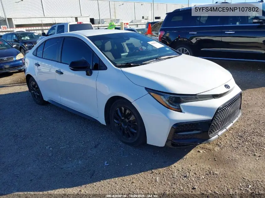 5YFS4MCE9NP107802 2022 Toyota Corolla Se Nightshade Edition