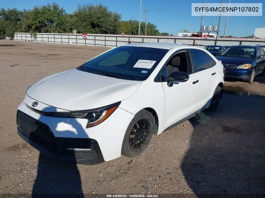5YFS4MCE9NP107802 2022 Toyota Corolla Se Nightshade Edition