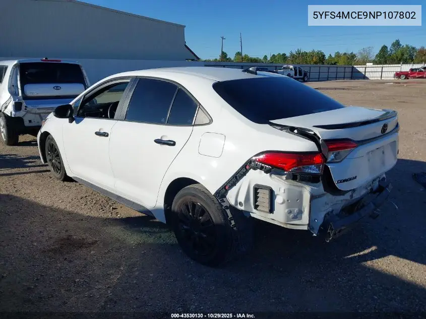 5YFS4MCE9NP107802 2022 Toyota Corolla Se Nightshade Edition