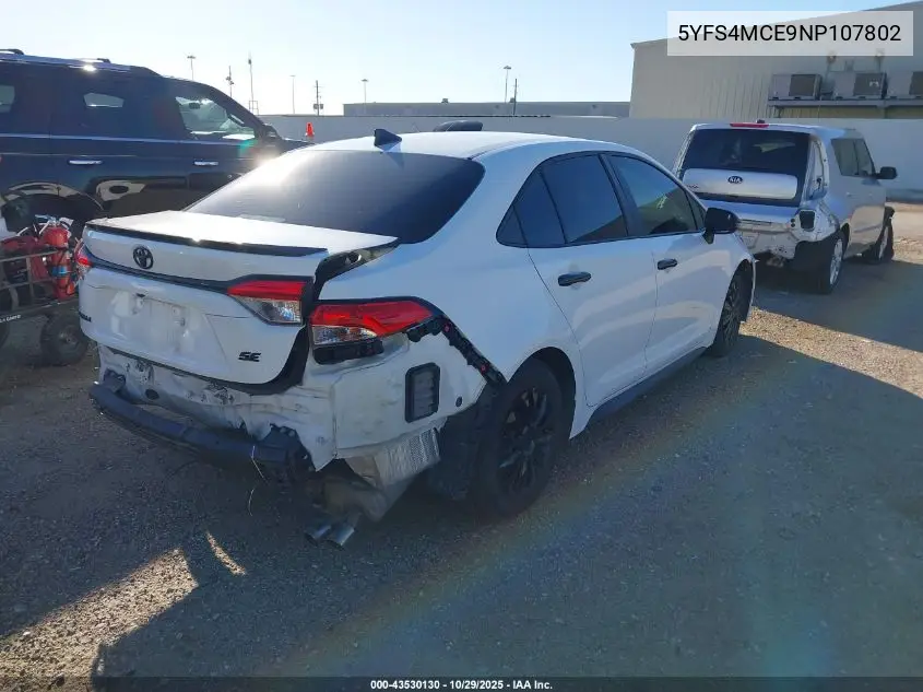 5YFS4MCE9NP107802 2022 Toyota Corolla Se Nightshade Edition