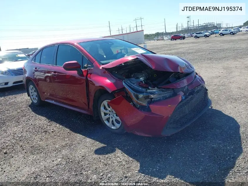 JTDEPMAE9NJ195374 2022 Toyota Corolla Le