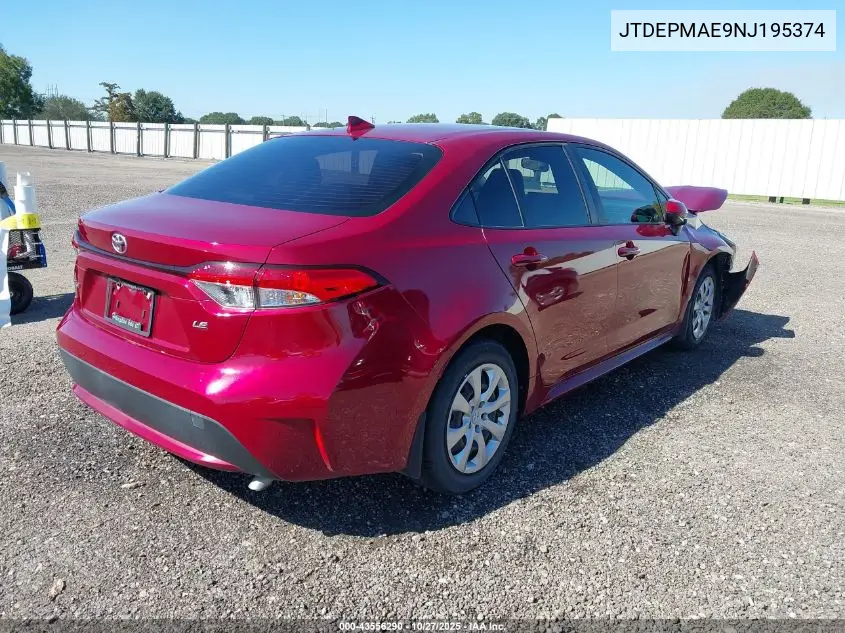 JTDEPMAE9NJ195374 2022 Toyota Corolla Le