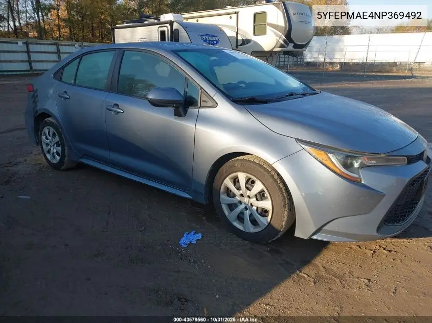 5YFEPMAE4NP369492 2022 Toyota Corolla Le