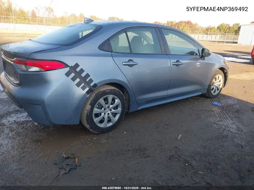 5YFEPMAE4NP369492 2022 Toyota Corolla Le