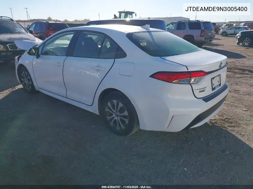 JTDEAMDE9N3005400 2022 Toyota Corolla Hybrid Le
