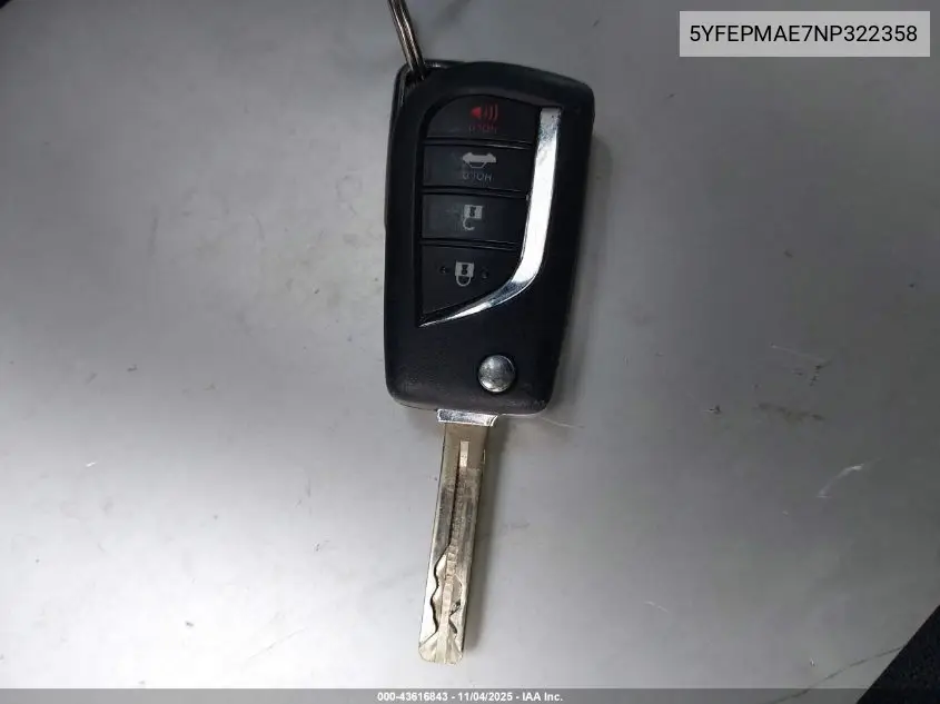 5YFEPMAE7NP322358 2022 Toyota Corolla Le