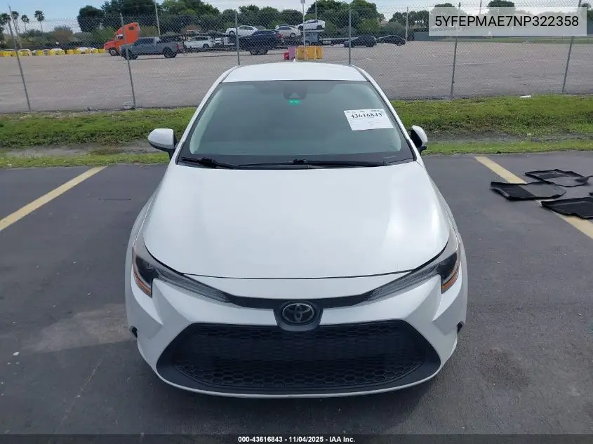 5YFEPMAE7NP322358 2022 Toyota Corolla Le