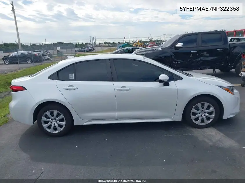 5YFEPMAE7NP322358 2022 Toyota Corolla Le
