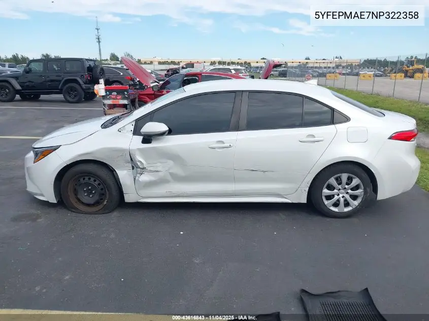 5YFEPMAE7NP322358 2022 Toyota Corolla Le