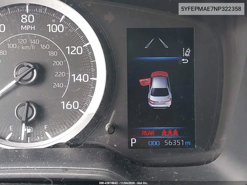 5YFEPMAE7NP322358 2022 Toyota Corolla Le