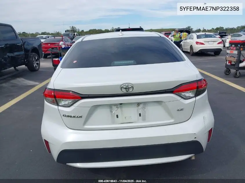 5YFEPMAE7NP322358 2022 Toyota Corolla Le