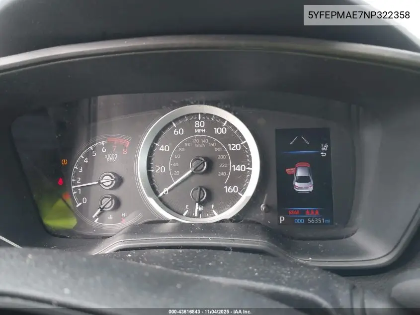 5YFEPMAE7NP322358 2022 Toyota Corolla Le