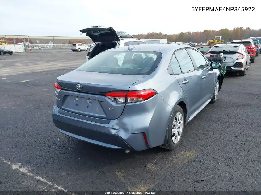 5YFEPMAE4NP345922 2022 Toyota Corolla Le