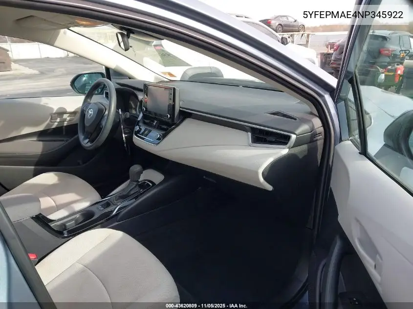 5YFEPMAE4NP345922 2022 Toyota Corolla Le